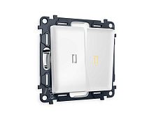 Комплект механизма 2-кл выключателя AMBRELLA VOLT с подсветкой 3200K ALFA Белый матовый QUANT (AP1240, VM115, G11Y) MA124010