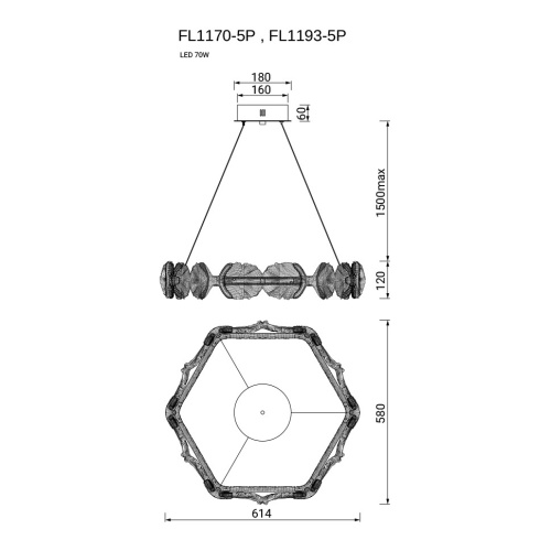 Люстра подвесная Pianta FL1170-5P фото 2 Люстра подвесная Pianta FL1170-5P фото 2