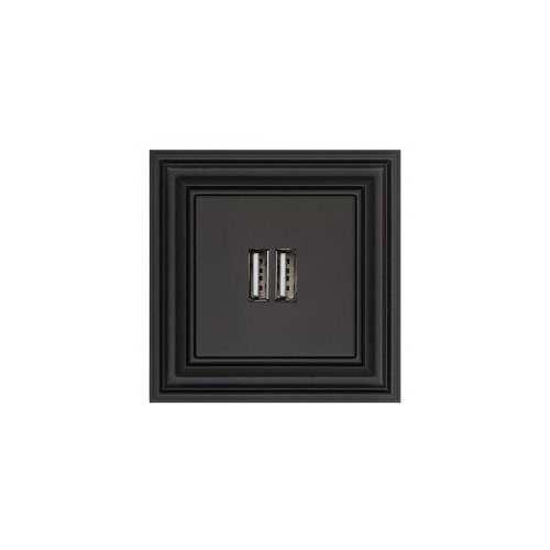 Розетка 2xUSB Liregus Retro черный матовый 29-217