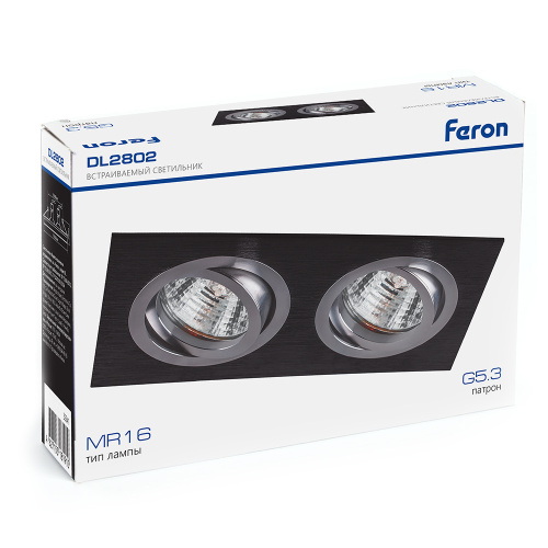 Светильник встраиваемый Feron DL2802 потолочный MR16 G5.3 черный-хром фото 11
