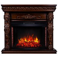 Каминокомплект ROMANO/ЛИОН Орех с очагом Электроочаг FIRESPACE/ФАЕРСПЕЙС 33