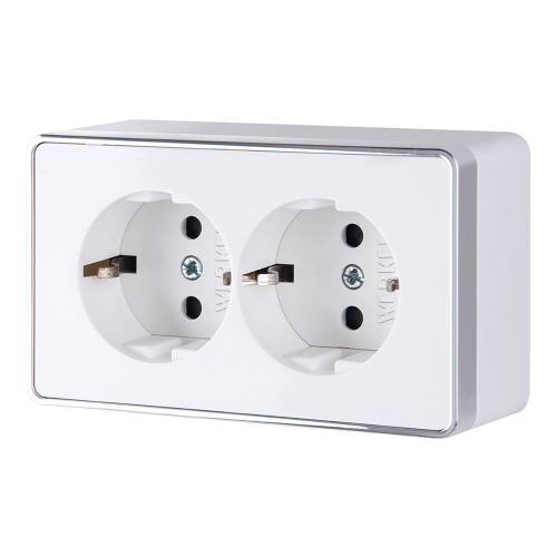 Розетка двойная с заземлением Gallant белая W5072101