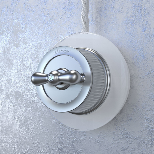 Выключатель на 4 положения двухклавишный матовый хром ретро WL19-01-05 фото 5