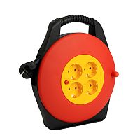 Удлинитель-рулетка с ручкой STD06-40-50 Standart 4 розетки с/з ПВС 3*1, черный, 16А, IP20, 10м