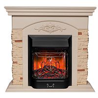 Каминокомплект NEAPOLIS/ЛАНКАСТЕР Слоновая кость с очагом Электроочаг MAJESTIC LUX/МАДЖЕСТИК