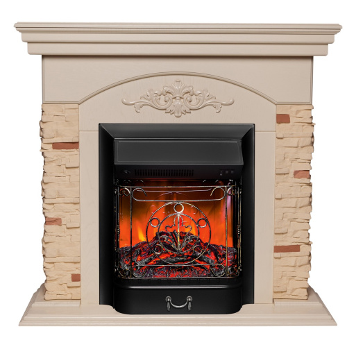 Каминокомплект NEAPOLIS/ЛАНКАСТЕР Слоновая кость с очагом Электроочаг MAJESTIC LUX/МАДЖЕСТИК