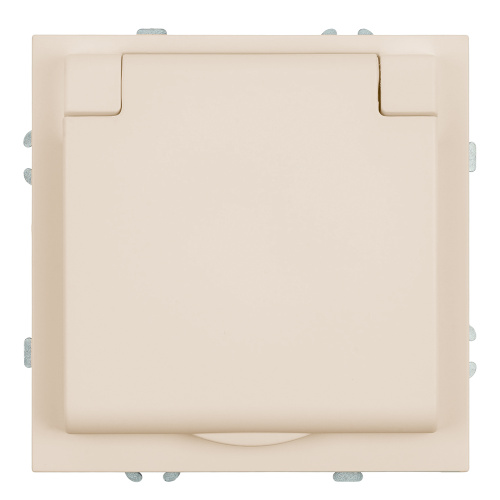 Розетка 1-местная с крышкой с защ. штор, STEKKER, с/з, IP42, 250В, 16А, серия Эмили, RST16-5112-08, кашемир, soft touch