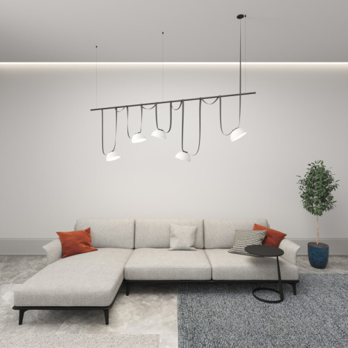 DK5561-WH+BK Cветильник для трека-ремня Belty, серия Flow, со светодиодом, D220*H117мм, 48V DC, 24W, RA90, 120°, 3000K, IP20, белый с черным, алюминий фото 4