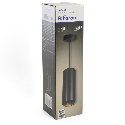 Светильник потолочный Feron HL3658 Barrel ECHO levitation  12W, 230V, GX53, чёрный, с  антибликовой сеточкой, на подвесе 1,7 м фото 4