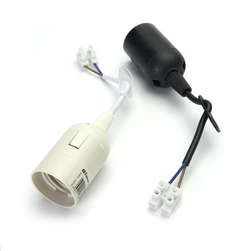 Патрон E27 подвесной с клеммой, 250V, самозатухающий пластик, медь, полипропилен, цвет белый, размер 38*55 мм, LH108 фото 2