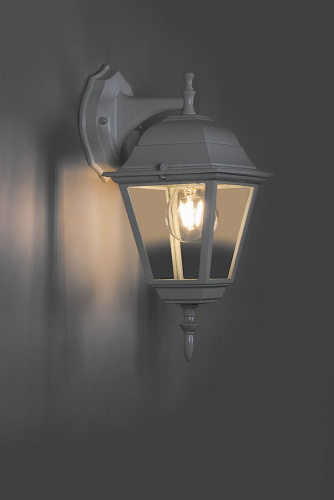 Светильник садово-парковый Feron 4102/PL4102 четырехгранный на стену вниз 60W E27 230V, белый фото 2