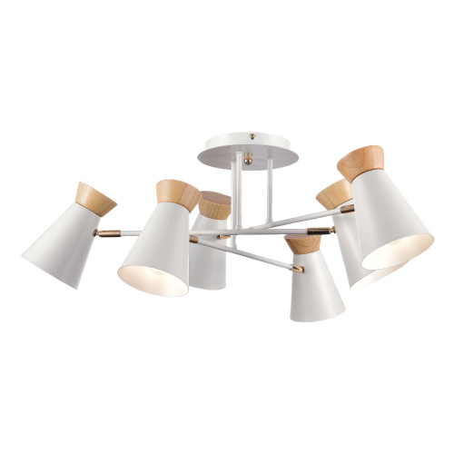 SLE1252-502-06 Светильник потолочный Белый, Золотистый/Белый, Дерево E27 6*60W ALFEO фото 4