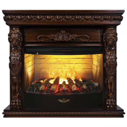 Каминокомплект ROMANO/ЛИОН Орех с очагом Электроочаг FIRESTAR/ФАЕРСТАР 33