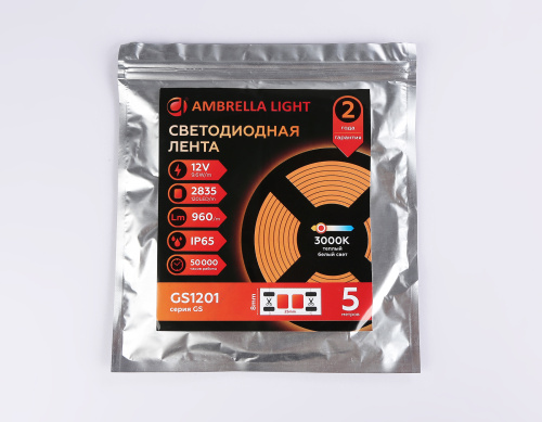 Светодиодная лента 12В 2835 120Led 9.6Вт/м 3000K IP65 5м фото 5 Светодиодная лента 12В 2835 120Led 9.6Вт/м 3000K IP65 5м фото 5