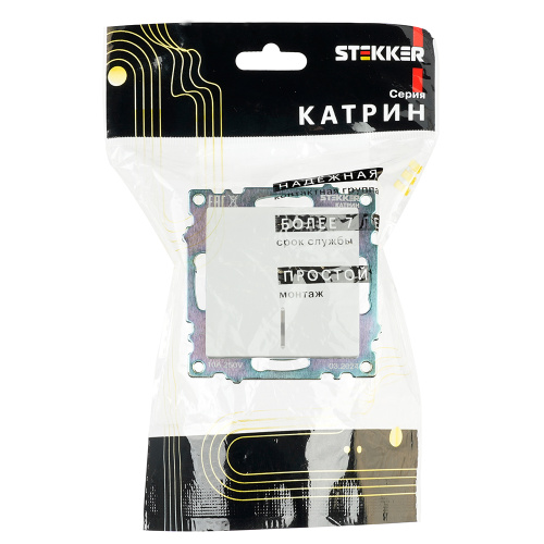 Выключатель 1-клавишный c индикатором (механизм) STEKKER GLS10-7101-01, 250В, 10А, серия Катрин, белый фото 2