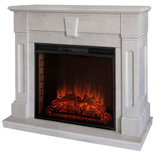 Каминокомплект KELLIE/БРИСТОЛЬ Белый камень с очагом Электроочаг EPSILON 26 фото 2