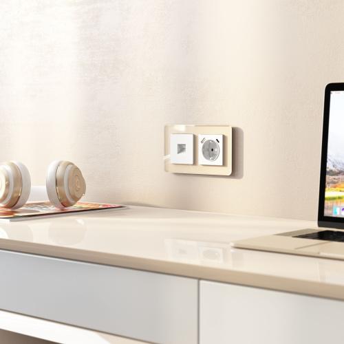 Рамка из стекла на 2 поста Elite айвори W0022443 фото 2 Рамка из стекла на 2 поста Elite айвори W0022443 фото 2