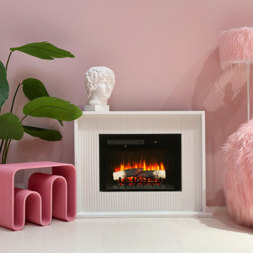 Каминокомплект LORETTO/БЕЛЛА Молочный с очагом Электроочаг MIRAGE/МИРАЖ 25 фото 2