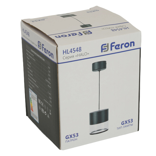 Светильник потолочный Feron HL4548 HALO levitation на подвесе GX53 12W 230V, черный 85*80 фото 5