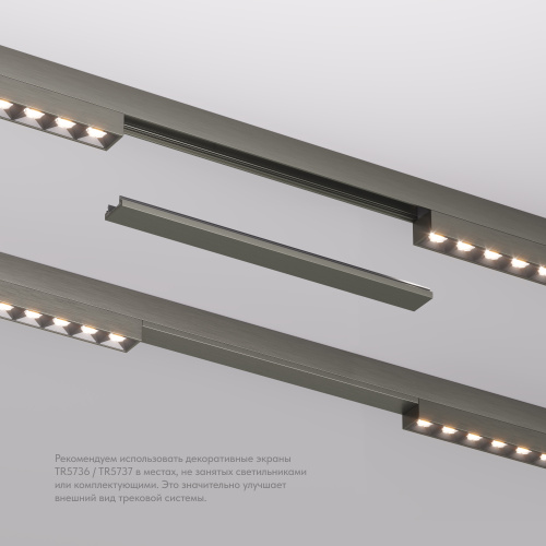 TR5736-DN Декоративная заглушка желоба трека SHINE BASE, 20см, темный никель, алюминий фото 4