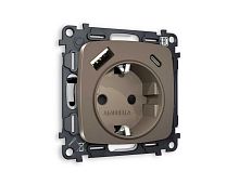 Комплект механизма электрической розетки AMBRELLA VOLT OMEGA Темная бронза матовый 2USB A+C 20W (быстрая зарядка) с/з QUANT (OP6400, VM160) MO640010