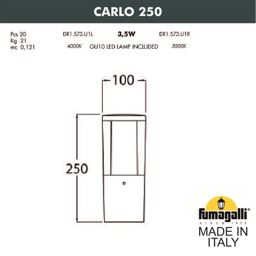 Ландшафтный фонарь FUMAGALLI CARLO 250 DR1.573.000.AXU1L фото 3