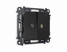 Комплект механизма 2-кл проходного выключателя AMBRELLA VOLT с подсветкой 3200K OMEGA Черный матовый QUANT (OP8040, VM120, G22Y) MO804030