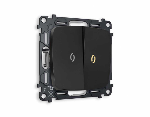 Комплект механизма 2-кл выключателя AMBRELLA VOLT с подсветкой 3200K OMEGA Черный матовый QUANT (OP8040, VM115, G11Y) MO804010 Комплект механизма 2-кл выключателя AMBRELLA VOLT с подсветкой 3200K OMEGA Черный матовый QUANT (OP8040, VM115, G11Y) MO804010