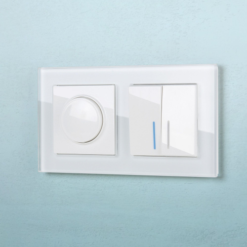 Выключатель двухклавишный с подсветкой (белый) W1120101 фото 6