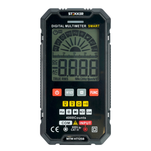 MTM HT125B Мультиметр цифровой, 4000 отсчетов, 2 батареи тип ААА 1,5В, автоматический, черный фото 11