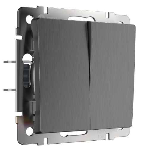 Выключатель двухклавишный проходной (графит рифленый) W1122004 Выключатель двухклавишный проходной (графит рифленый) W1122004