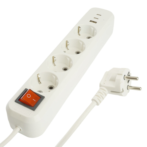 Удлинитель 4-местный с/з с выключ. STEKKER HM071-41-05 3x1мм2, 5м, 250В, 16А, 1USB+2C, 2.4A, сер Home, белый Удлинитель 4-местный с/з с выключ. STEKKER HM071-41-05 3x1мм2, 5м, 250В, 16А, 1USB+2C, 2.4A, сер Home, белый