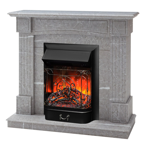 Каминокомплект ANDREA/АЛЬФА Мрамор серый с очагом Электроочаг MAJESTIC LUX/МАДЖЕСТИК фото 7