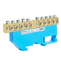 Шина"N" на изоляторе STEKKER 8*12 на DIN-рейку 10 выводов, синий, LD555-812-10