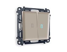 Комплект механизма 2-кл проходного выключателя AMBRELLA VOLT с подсветкой 10000K ALFA Серо-бежевый матовый QUANT (AP3640, VM120, G29B) MA364040