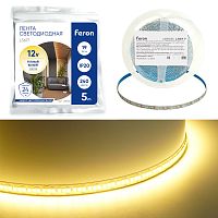 Светодиодная LED лента Feron LS617, 240SMD(2835)/м 19Вт/м 12V 5000*10*1.22мм 3000К, IP20