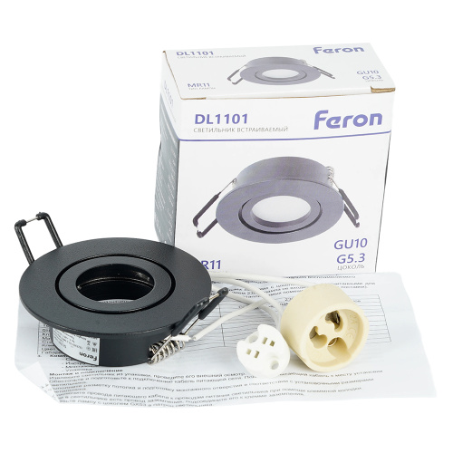 Светильник встраиваемый Feron DL1101 потолочный MR11 G5.3, GU10 черный фото 11
