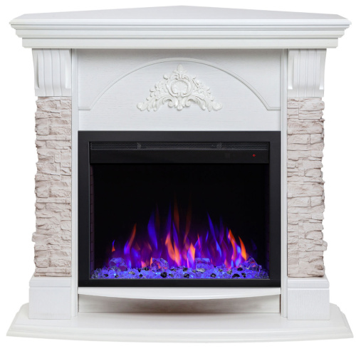 Электрокамин RealFlame Athena Corner GR белый с очагом Saphir 25,5 фото 2