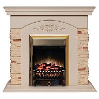 Электрокамин RealFlame Neapolis WT айвори с очагом Fobos Lux Brass