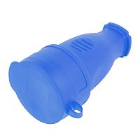 Розетка переносная 1-местная с/з STEKKER, RST16-21-44 (РА 16-005), с крышкой, каучук, 250В, 16А, IP44, синий