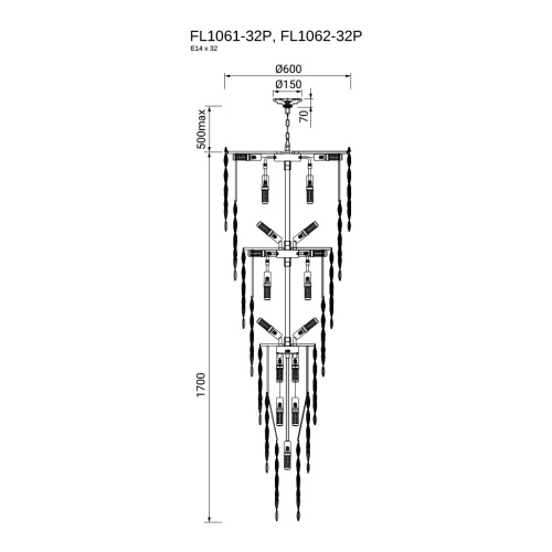 Люстра подвесная The Empress Gold FL1061-32P фото 4