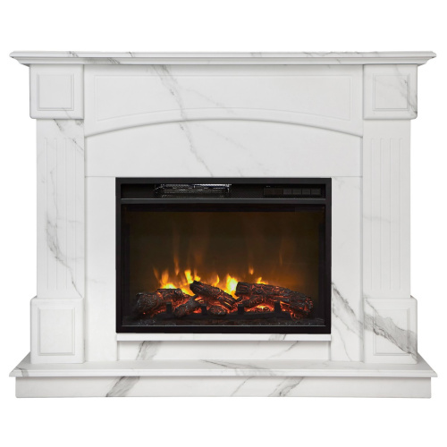 Каминокомплект CAROLINA/БОСТОН Мрамор Каррара с очагом Электроочаг MAGIC/МЕЙДЖИК 24