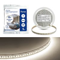 Светодиодная LED лента Feron LS616, 180SMD(2835)/m 17W/m 12V 5m 4000К
