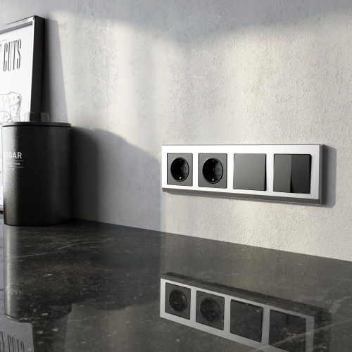 Рамка из поликарбоната на 4 поста Stark серебряный W0041806 фото 2