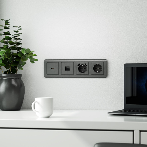 Рамка из поликарбоната на 4 поста Stream графит W0042104 фото 2 Рамка из поликарбоната на 4 поста Stream графит W0042104 фото 2