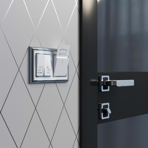 Выключатель двухклавишный для отелей (белый) W1120801 фото 2 Выключатель двухклавишный для отелей (белый) W1120801 фото 2