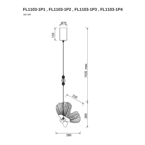 Подвесной светильник  Borboleta Clear FL1103-1P1 фото 2