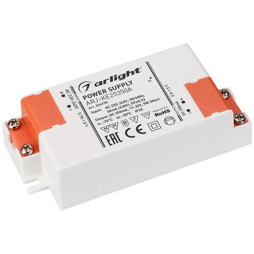 Драйвер Arlight ARJ-KE25350A 17-25V 9W IP20 0,35A 024795 Драйвер Arlight ARJ-KE25350A 17-25V 9W IP20 0,35A 024795