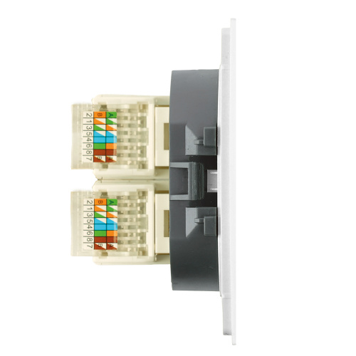 Розетка компьютерная 2-местная RJ-45 (механизм), STEKKER,  серия Мия, RST00-3111-01, белая магнолия фото 3