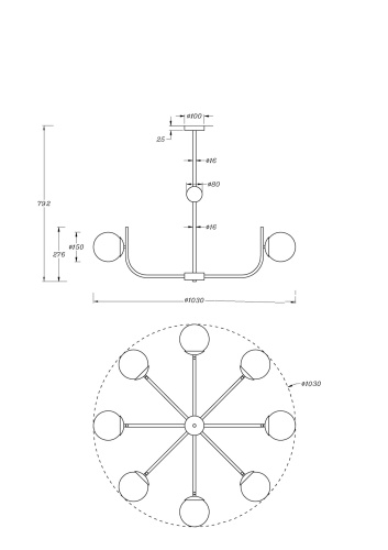 Подвесной светильник Maytoni MOD109PL-08BS фото 4 Подвесной светильник Maytoni MOD109PL-08BS фото 4